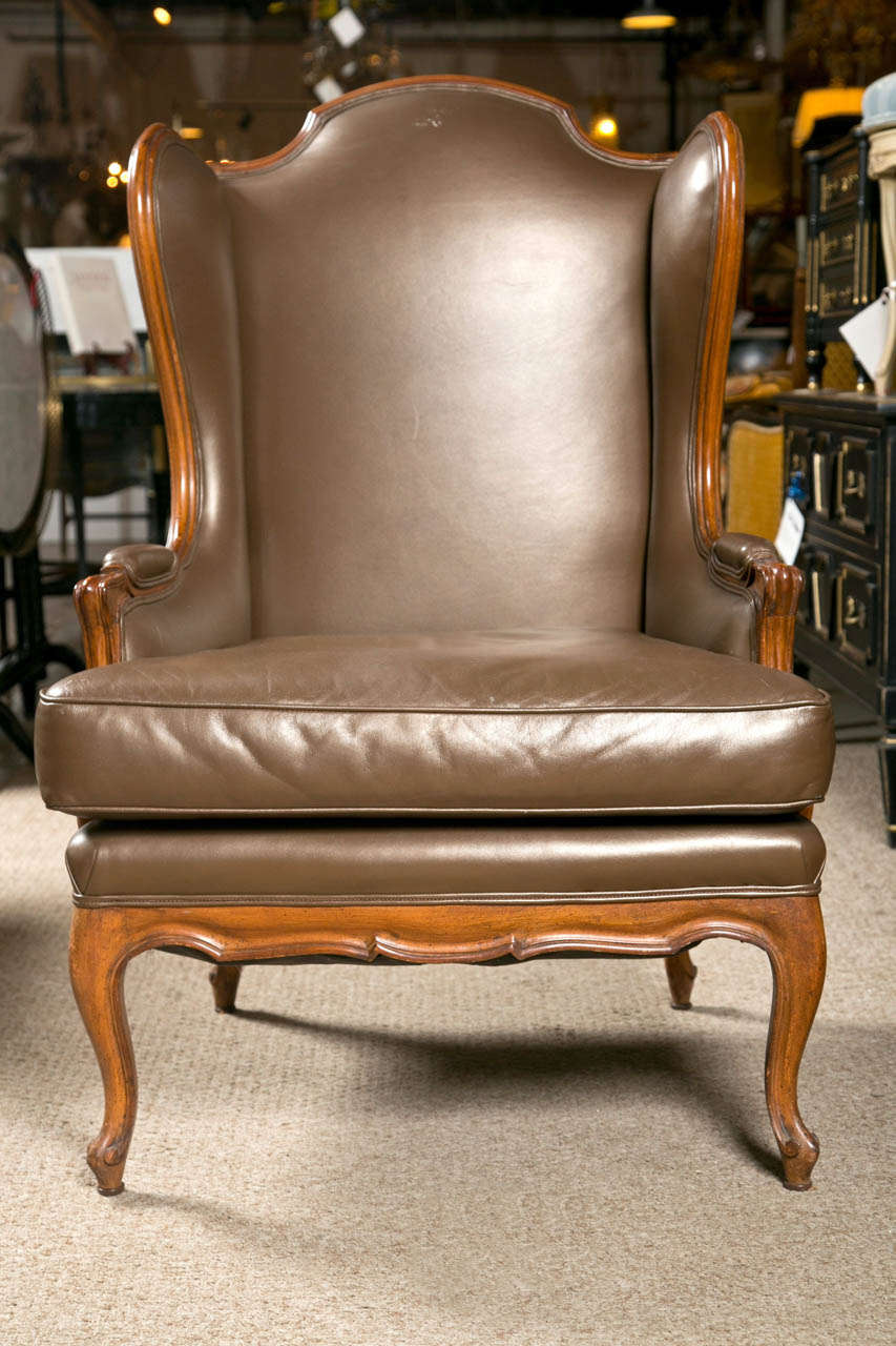 Georgian Style Leather Wingback Chair 4