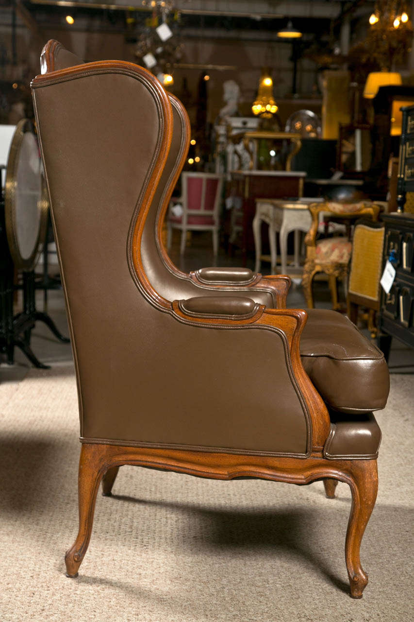 American Georgian Style Leather Wingback Chair