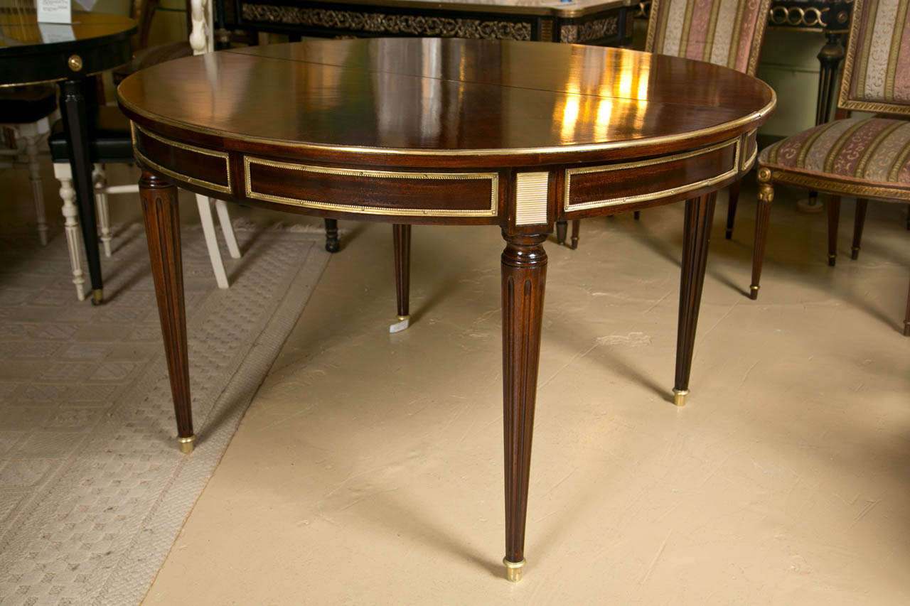 French Louis XVI Style Mahogany Circular Dining Table by Jansen 2