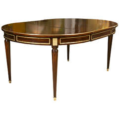 French Louis XVI Style Mahogany Circular Dining Table by Jansen
