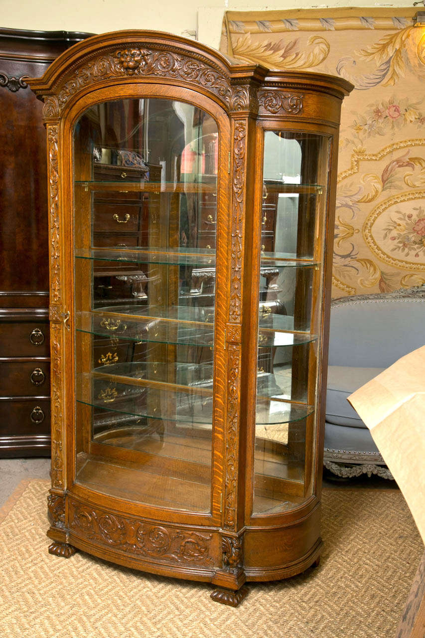 Oak Horner Brothers Carved China Cabinet at 1stdibs