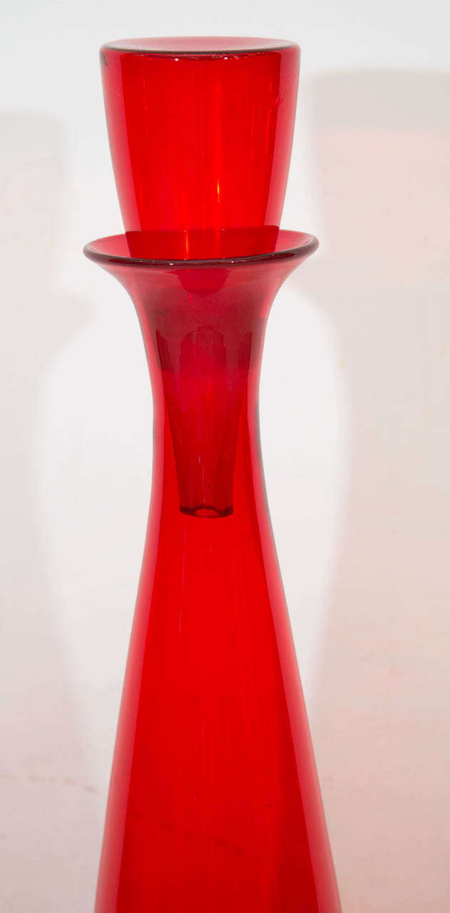 Mid-Century Modern Grand and Tall Floor Decanter by Wayne Husted for Blenko