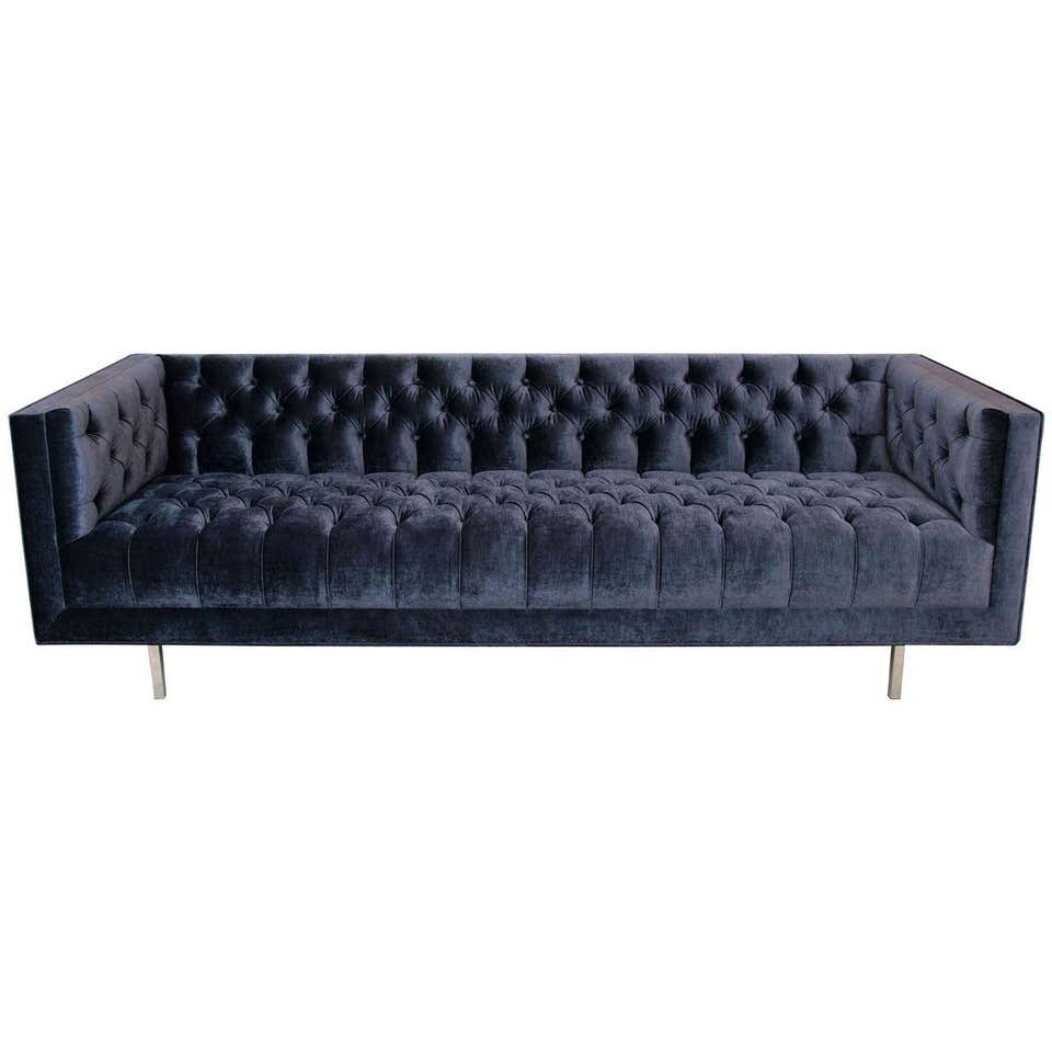 Modern Tufted Velvet Tuxedo Sofa For Sale at 1stdibs