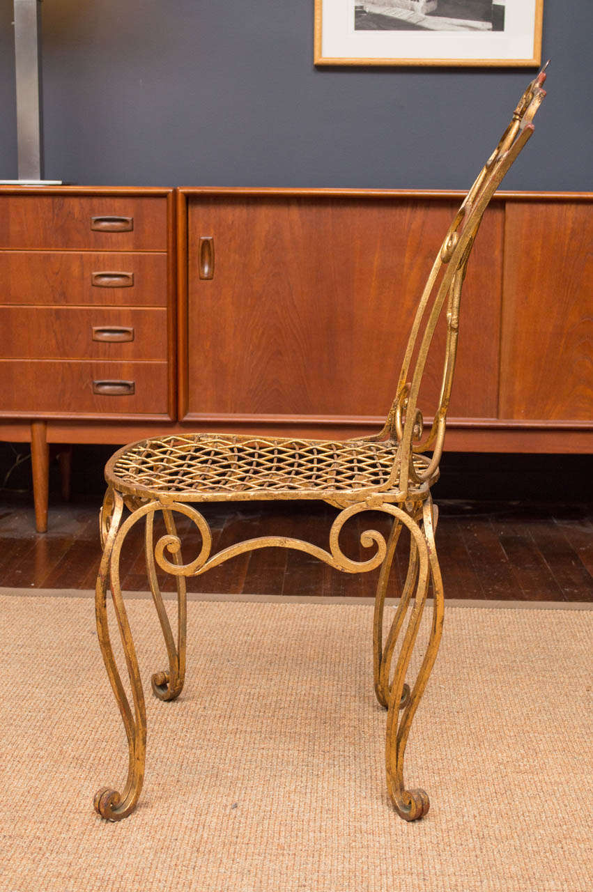 Jean Charles Moreaux Gilt Metal Chair In Excellent Condition In San Francisco, CA