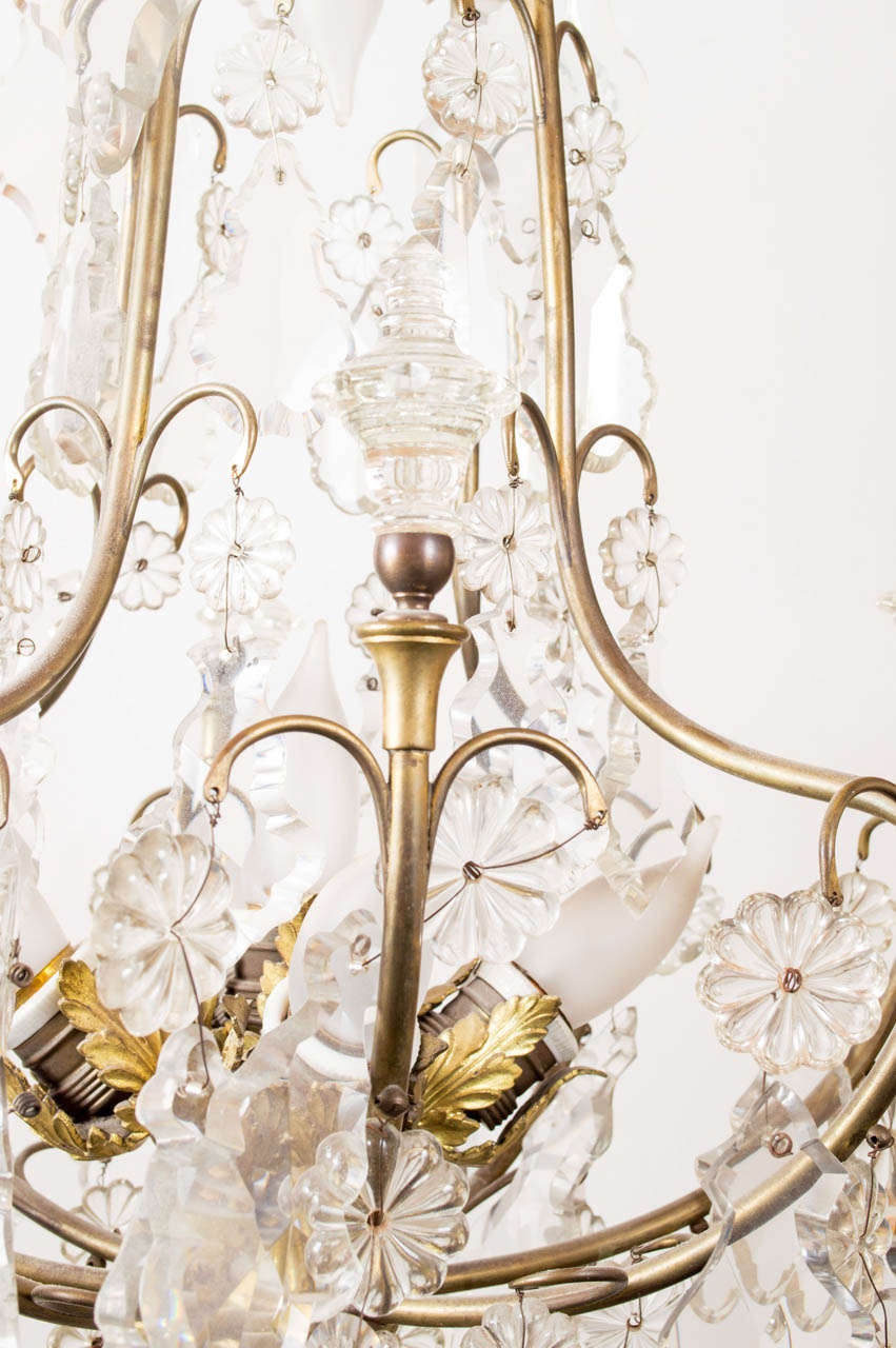Victorian Crystal and Brass Chandelier 2