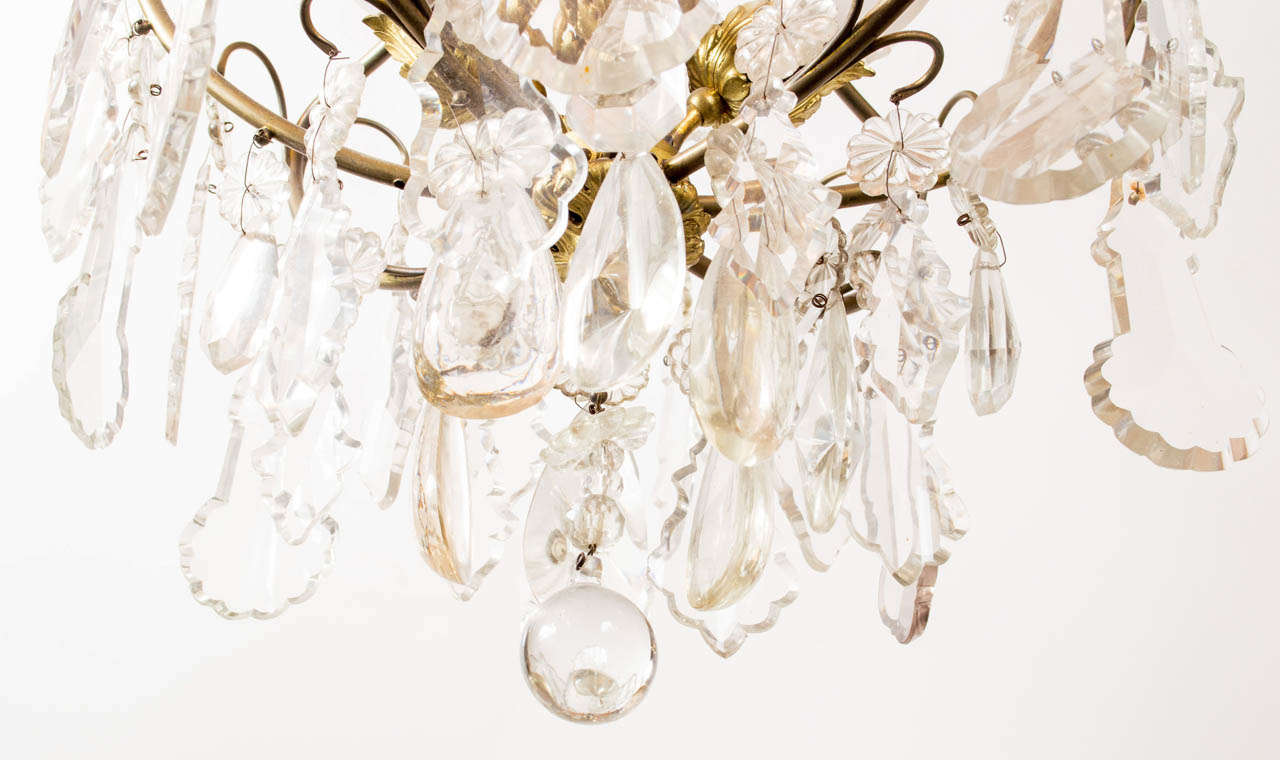 Victorian Crystal and Brass Chandelier 4