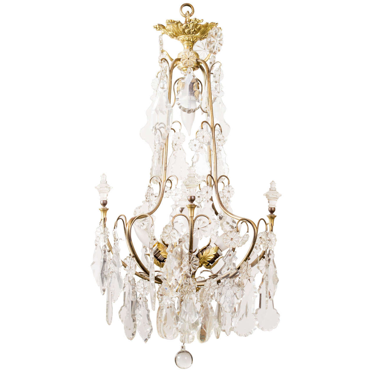 Victorian Crystal and Brass Chandelier
