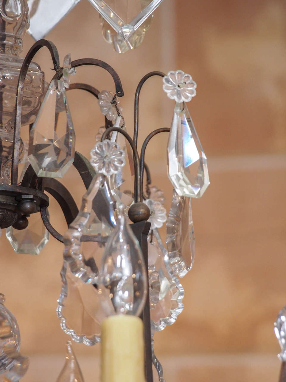 French Louis XV Style Crystal and Iron Chandelier 5