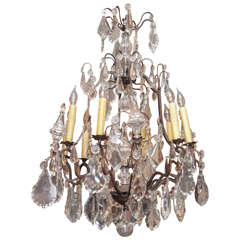 French Louis XV Style Crystal and Iron Chandelier