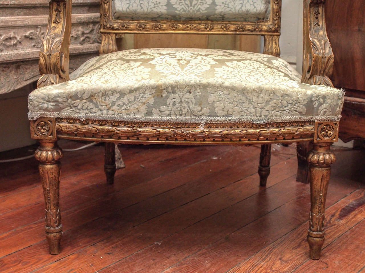 Pair of Louis XVI  Fauteuils In Fair Condition For Sale In New Orleans, LA