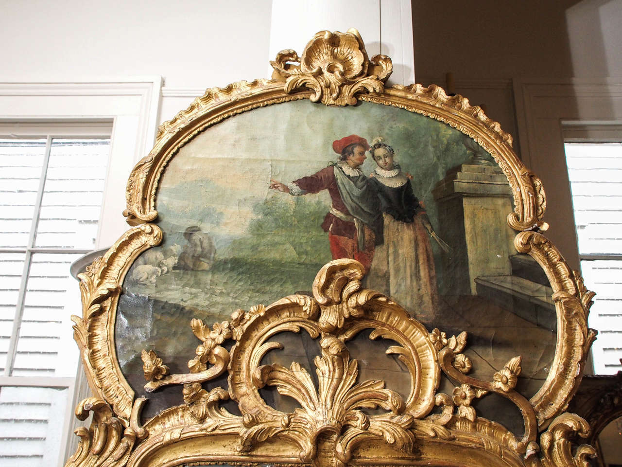 French Louis XV Trumeau Mirror For Sale