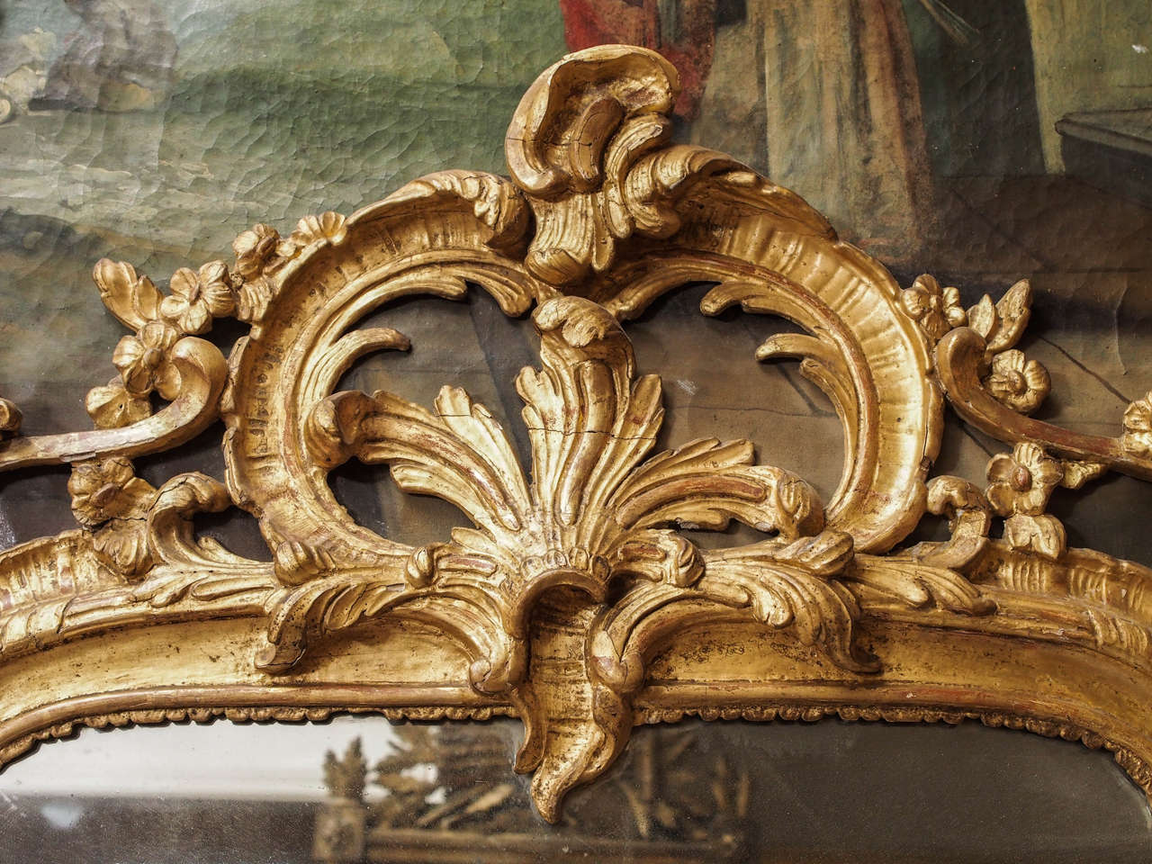 Giltwood Louis XV Trumeau Mirror For Sale