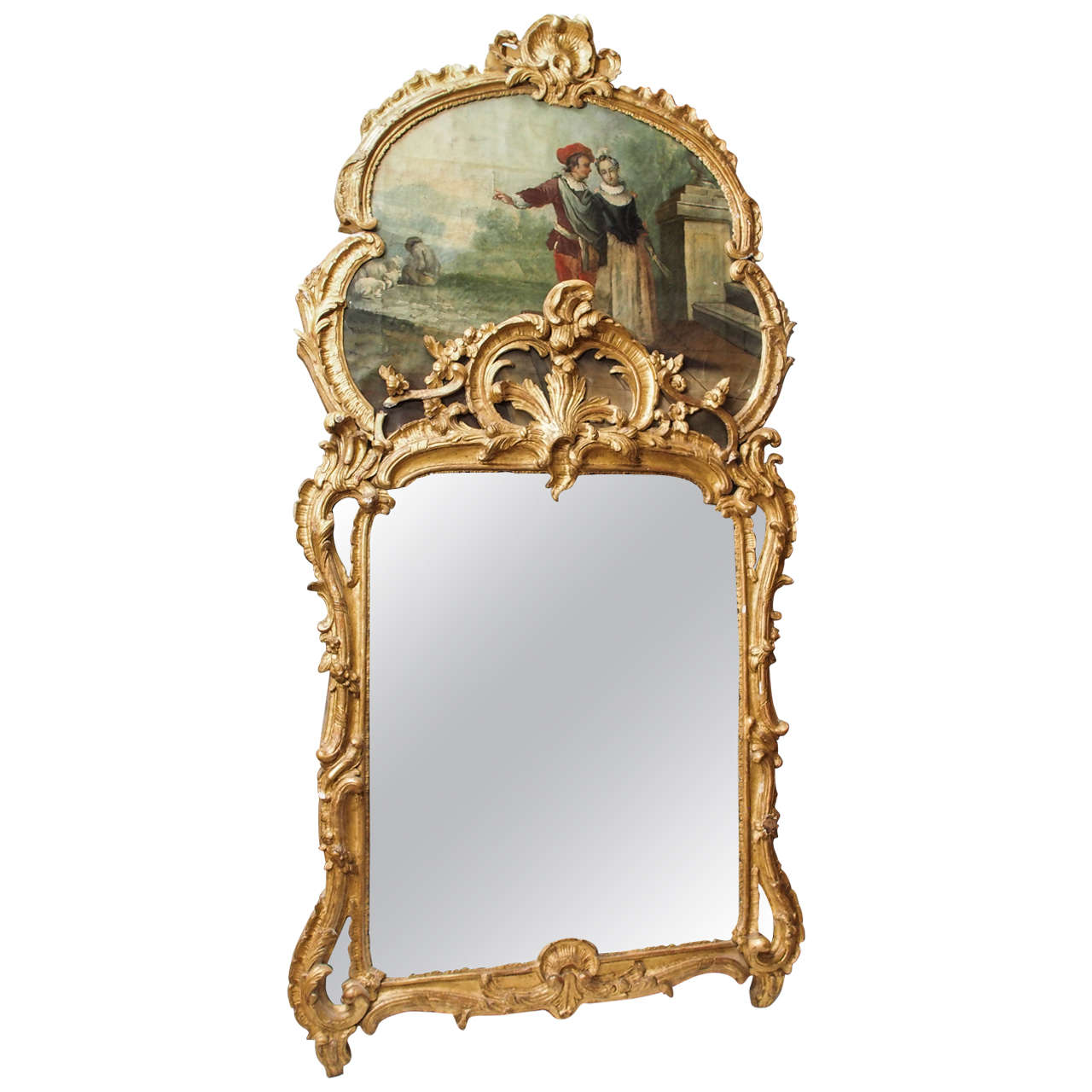 Louis XV Trumeau Mirror For Sale