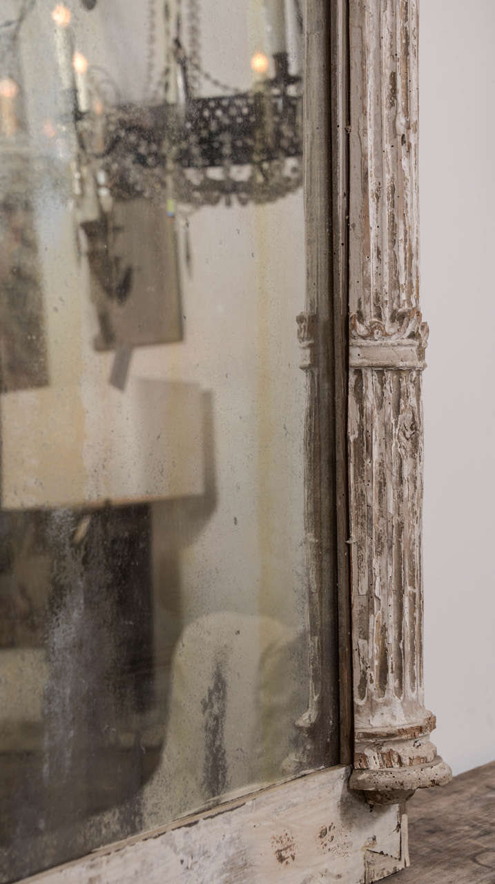 18th Century and Earlier Creamy White Painted French Mirror