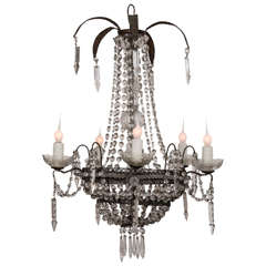 19th Century Tole and Crystal Chandelier 10