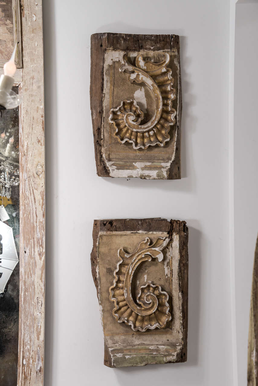 Pair of 18th Century Painted and Carved Architectural Panels