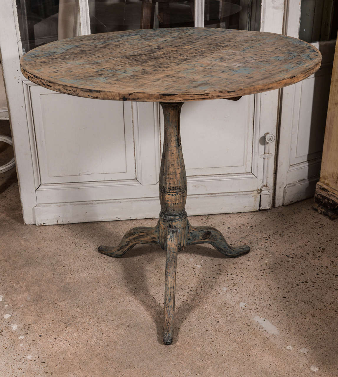 19th Century Tilt-Top Swedish Table with Remnants of Original Paint