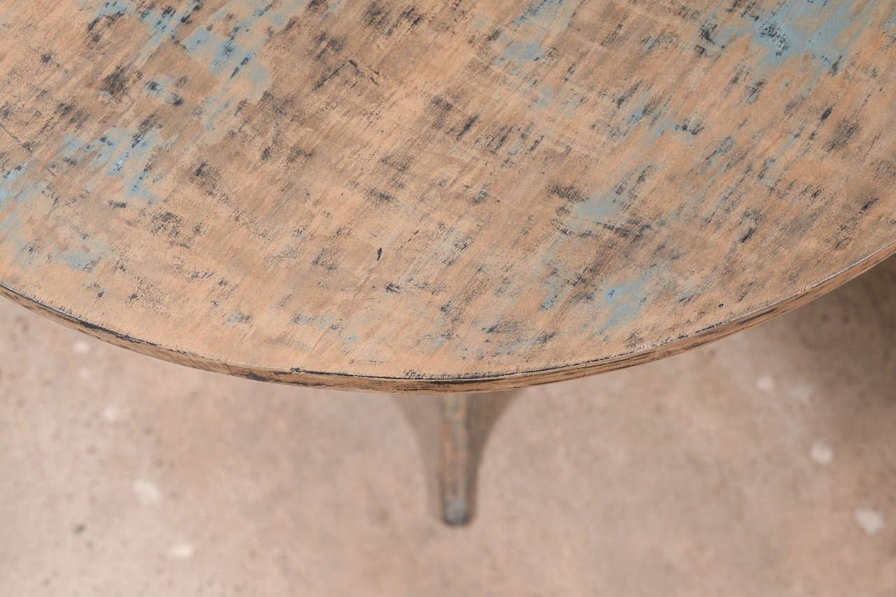 Wood 19th Century Tilt-Top Swedish Table with Remnants of Original Paint