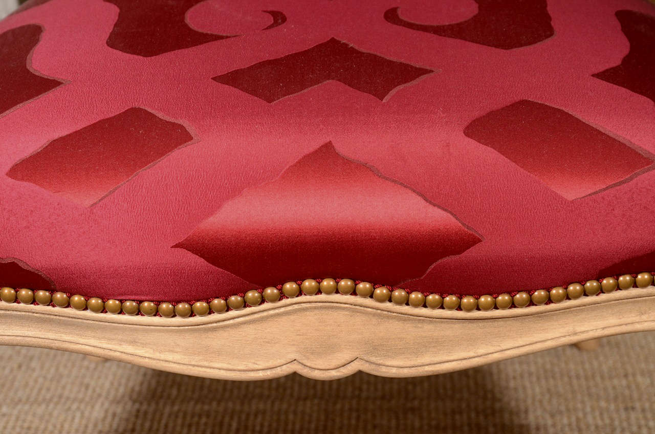 Slipper Chairs Upholstered In Red Silk Dedar Fabric  In Excellent Condition In New York, NY
