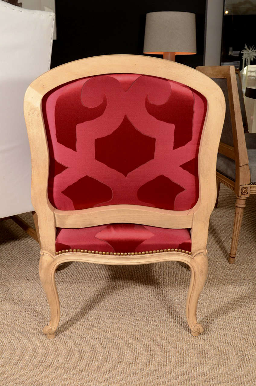 Slipper Chairs Upholstered In Red Silk Dedar Fabric  3