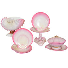 A Pink Wedgwood Dessert Service Shell Shaped Set of Dishes