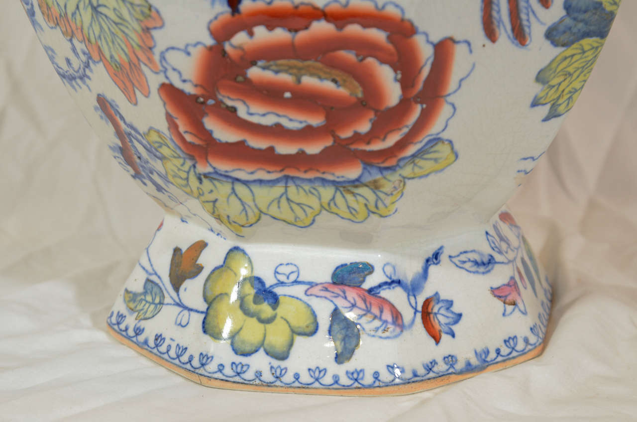 Chinoiserie Large Mason's Ironstone Covered Vase Painted in the 