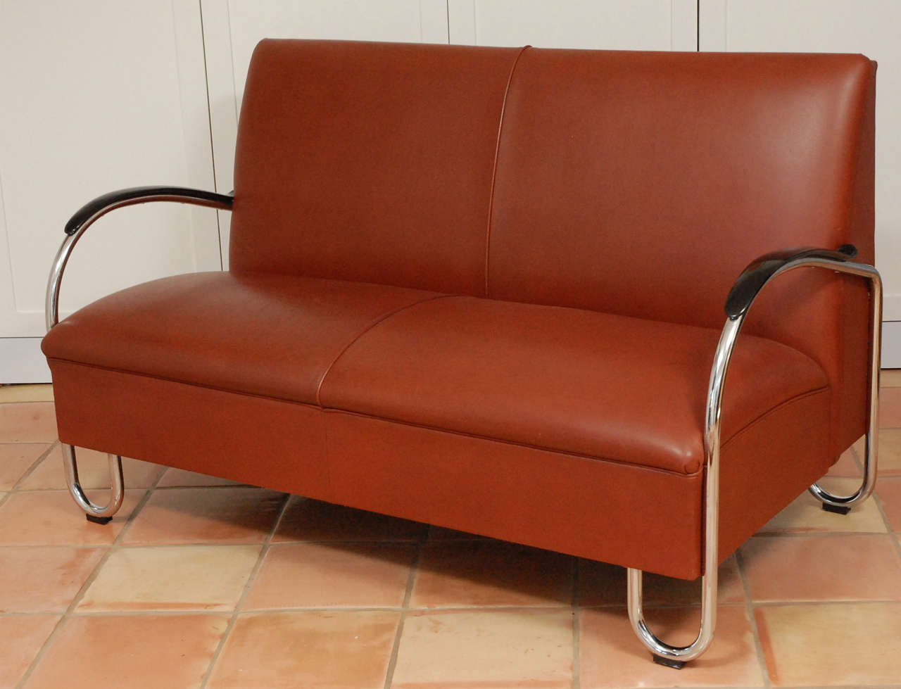 Wh Gispen Leather Sofa In Excellent Condition In santa monica, CA