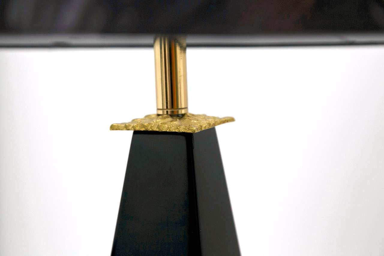 20th Century Jansen Black Lacquer Pyramid Lamps