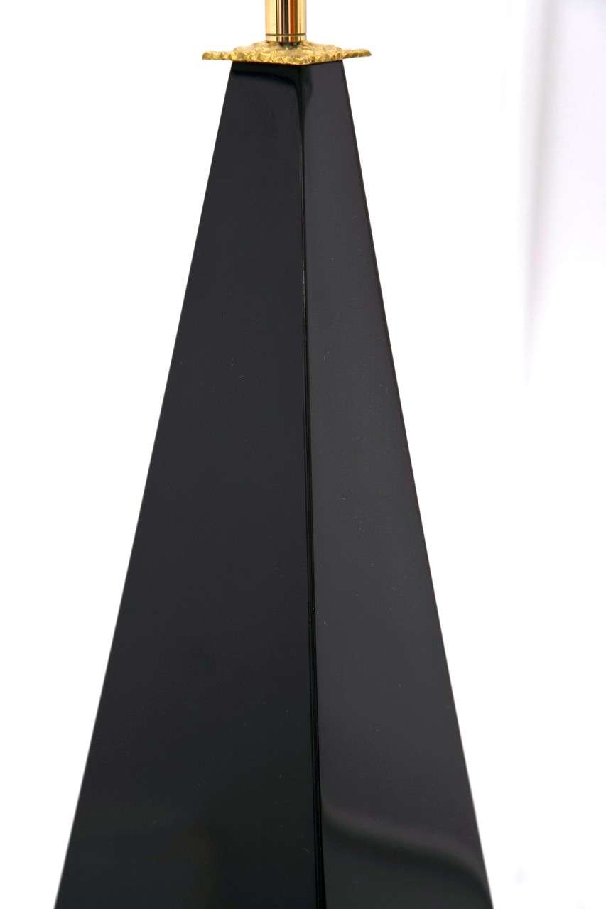 Jansen Black Lacquer Pyramid Lamps 3