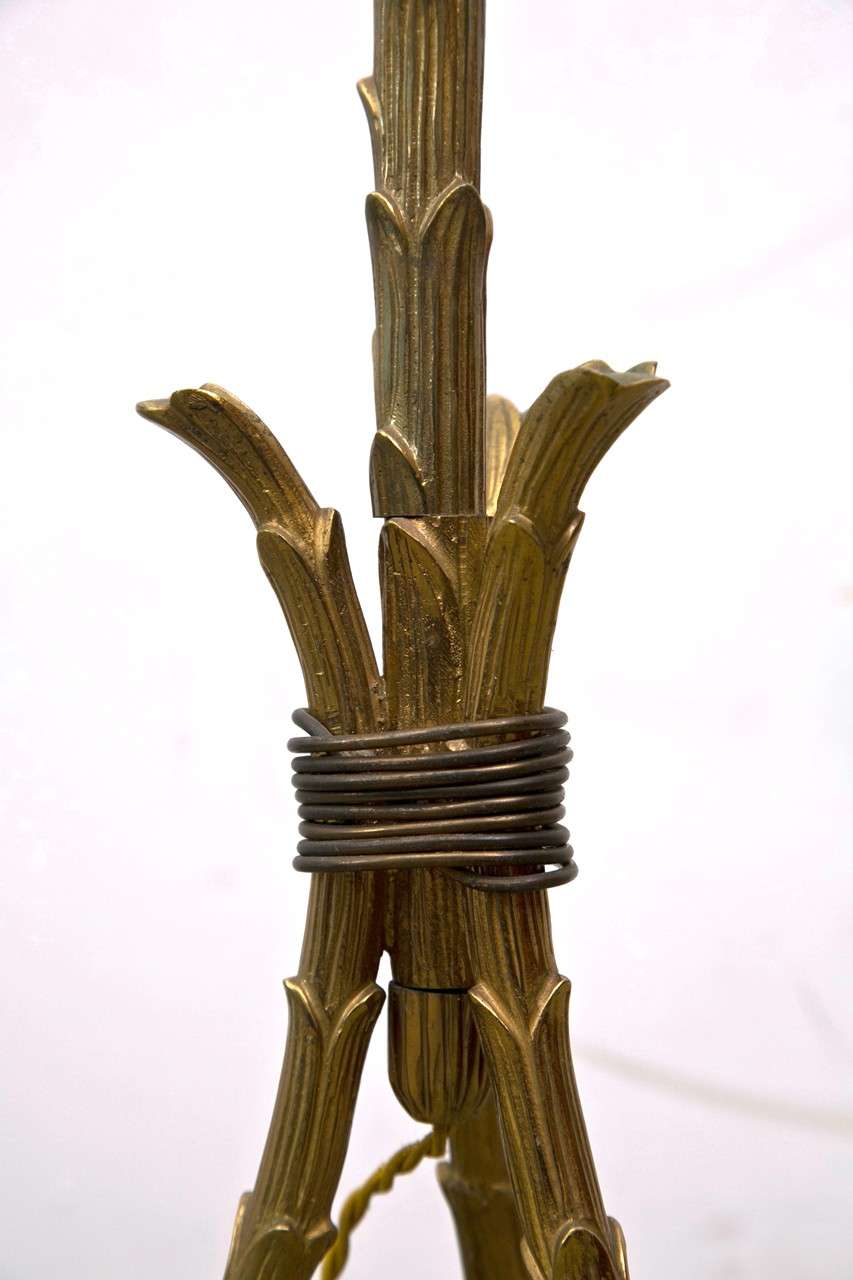 French Bronze Faux Bamboo Floor Lamp For Sale