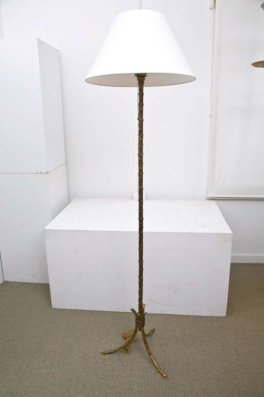 Bronze Faux Bamboo Floor Lamp For Sale 1