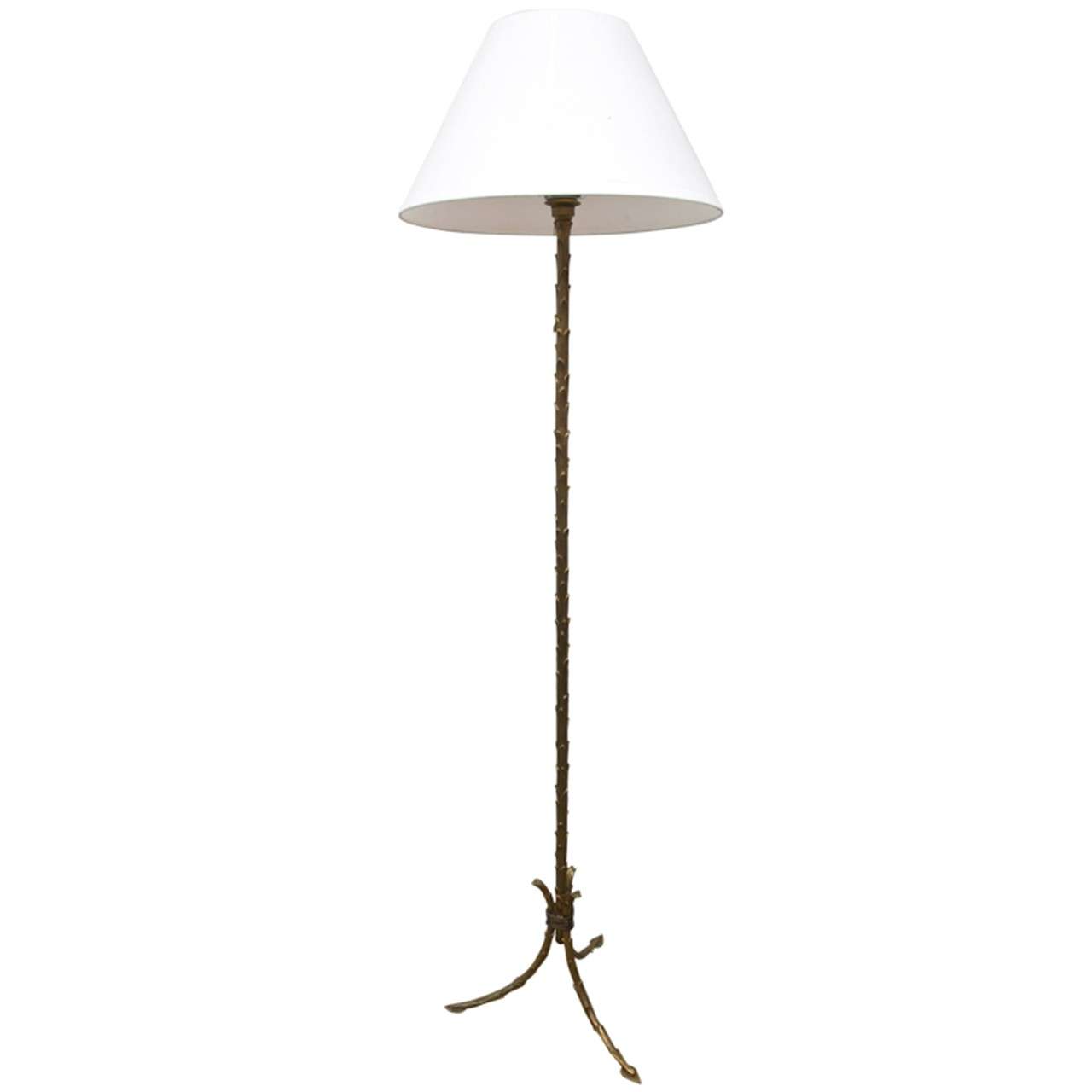 Bronze Faux Bamboo Floor Lamp For Sale