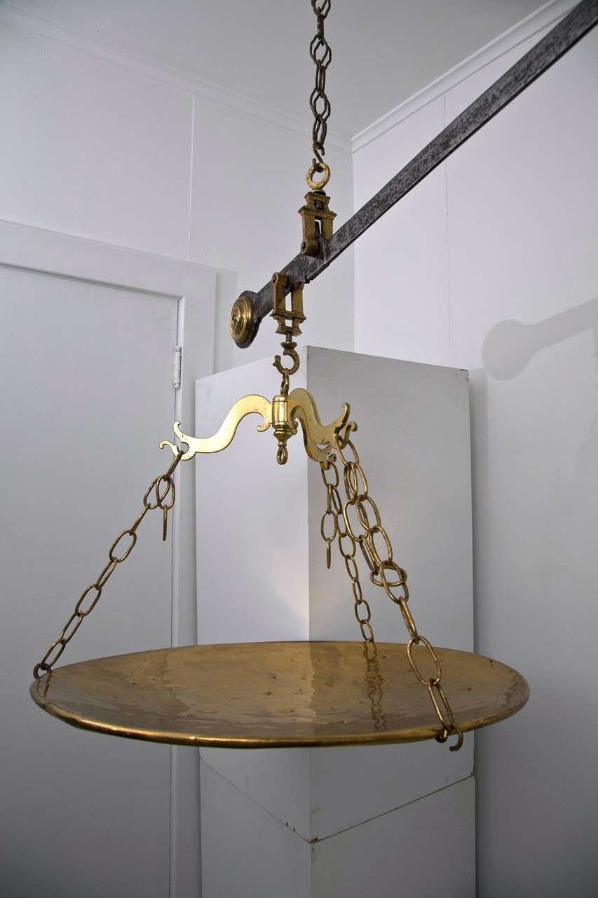 Large Brass and Steel Hanging Scale For Sale at 1stDibs
