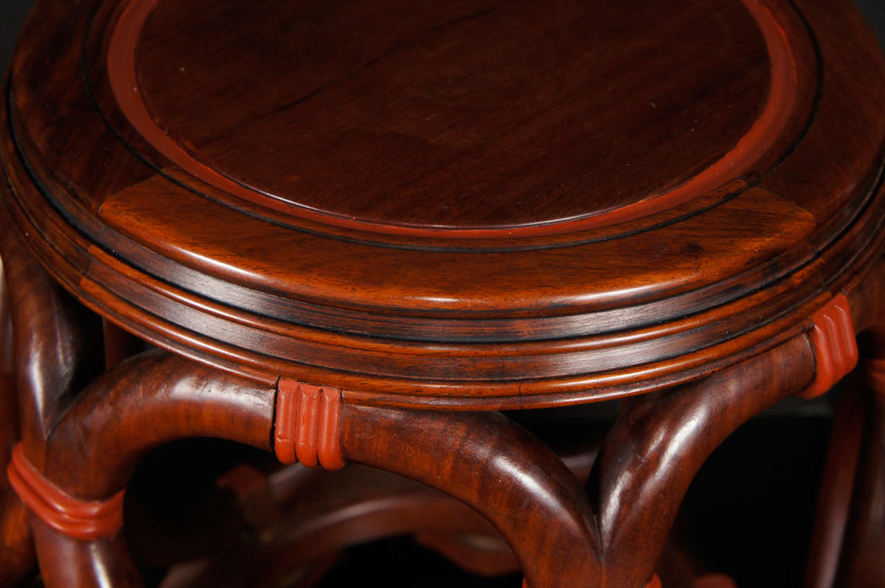 Fine Pair of Rosewood & Lacquer Garden Seats 1