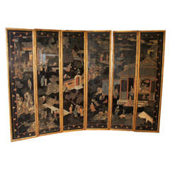 A Fine Set of Framed Cormandel 19th Century Lacquered Panels