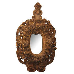 17th C. Baroque Gilt and Polychrome Mirror