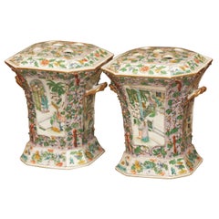 Pair of 18th Century Chinese Export Famille Vert Bough Pots