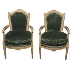 Pair of Louis XVI Period Painted Fauteuil