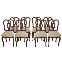 Set of Eight Venetian Walnut Dining Chairs