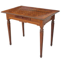 19th c Louis XVI style Table with Tumbling Block inlaid top