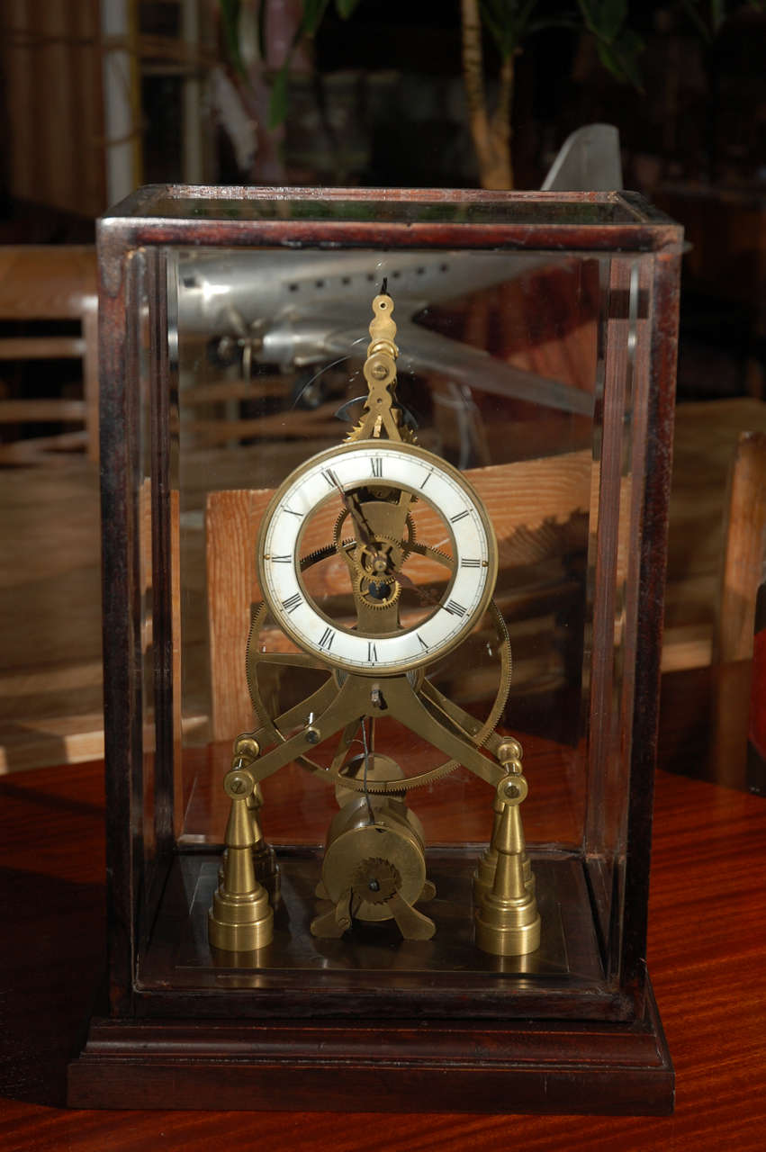 American Antique Bronze Skeleton Clock.