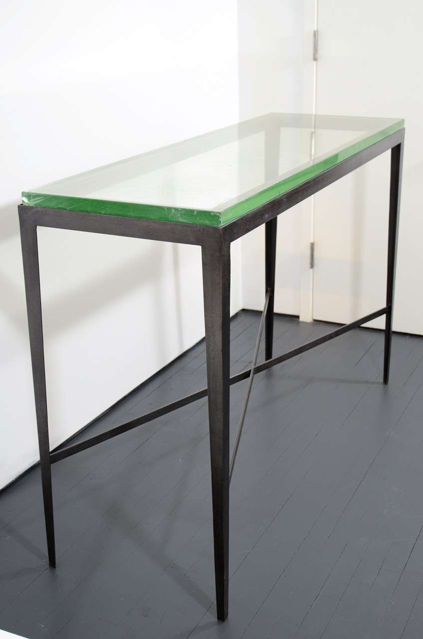 Glass Console with Metal Base c. 1930 1