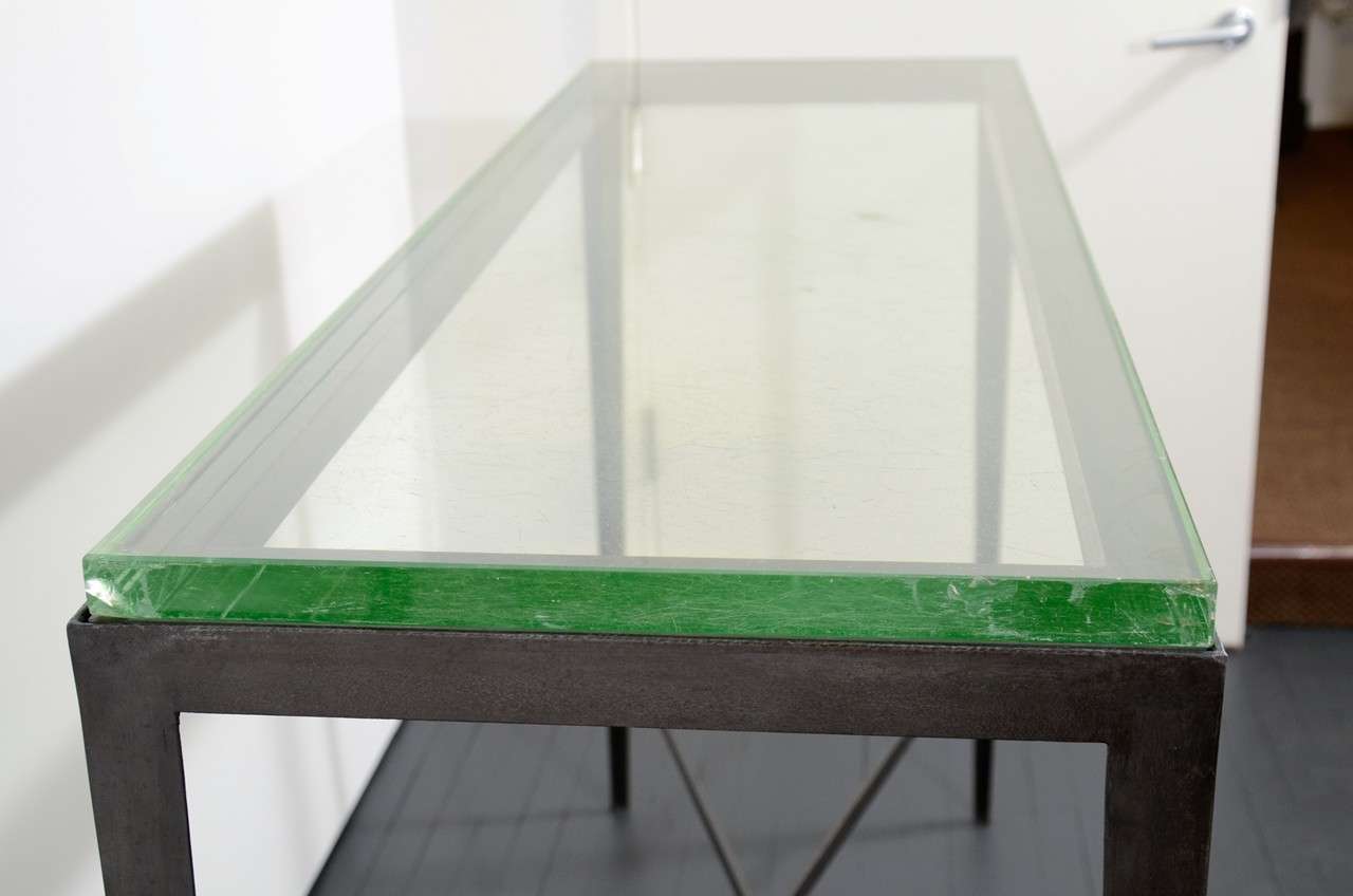 Glass Console with Metal Base c. 1930 3