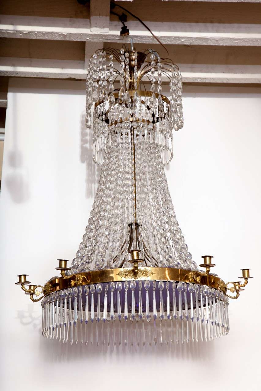 19th century Russian, cut and blue glass chandelier.