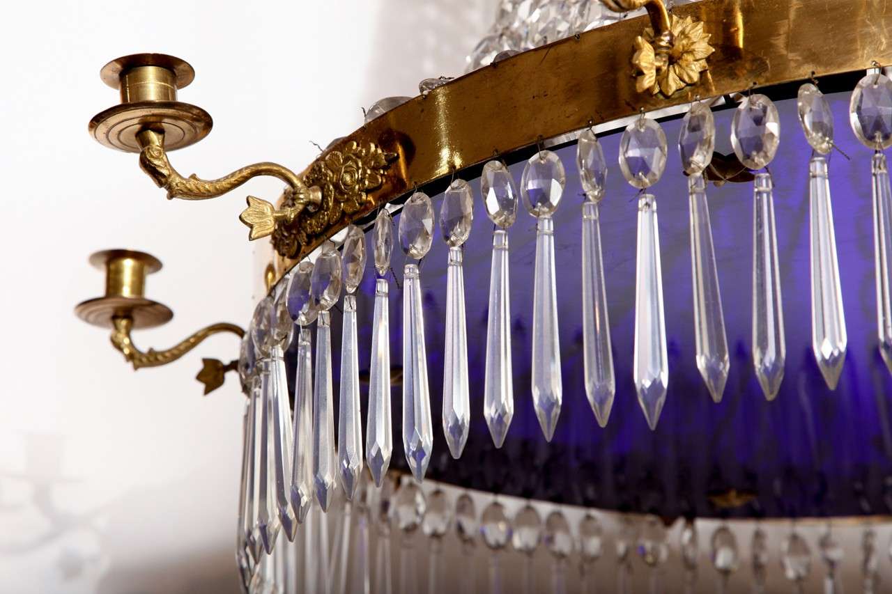 19th Century Russian, Cut and Blue Glass Chandelier 1