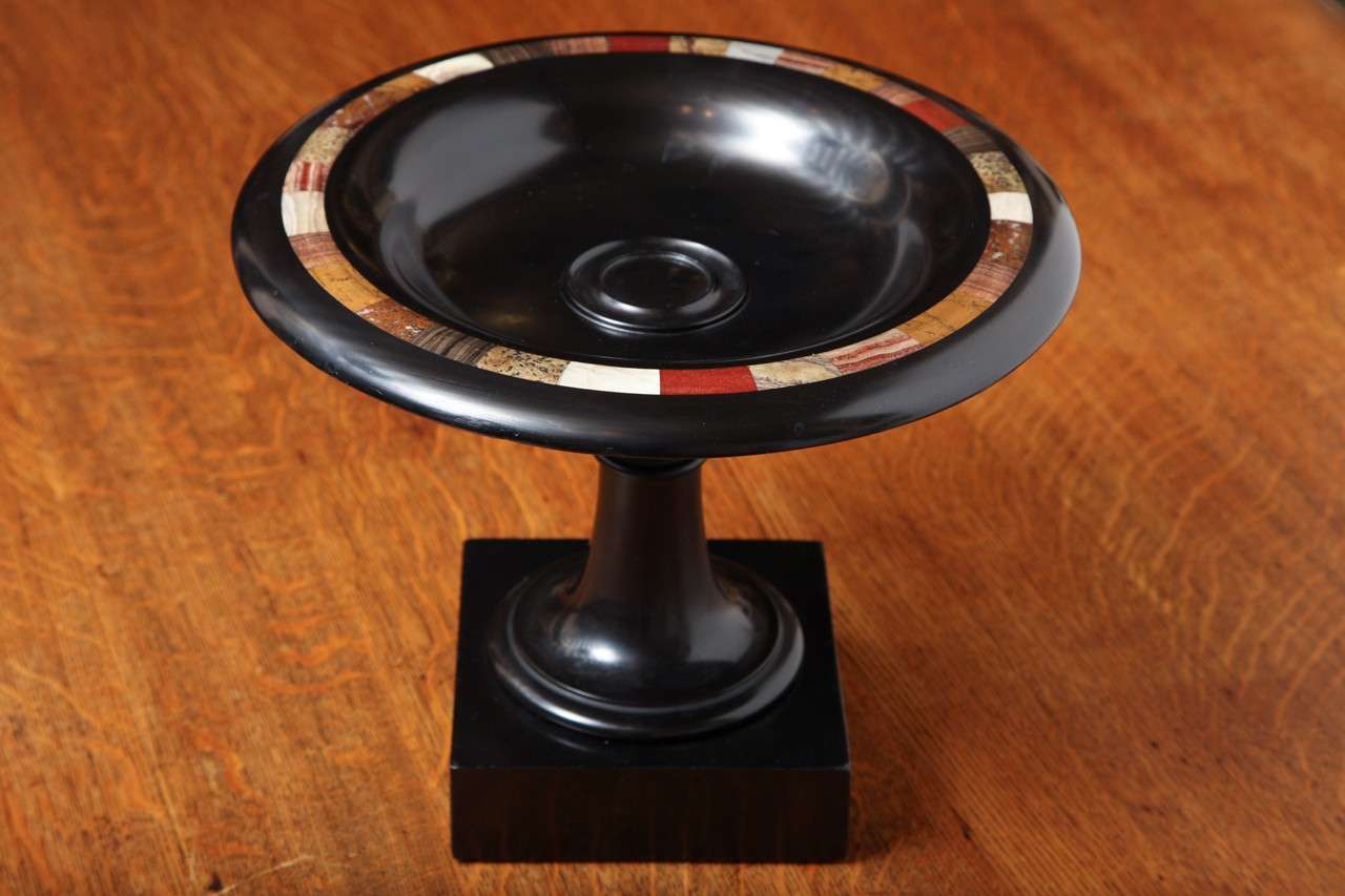 19th Century Italian Belgian Black and Specimen Marble Tazza