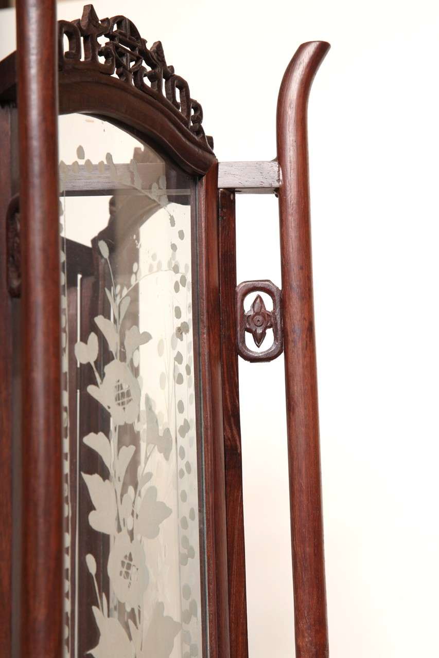 Chinese 19th Century Unusual Etched Glass Lantern For Sale
