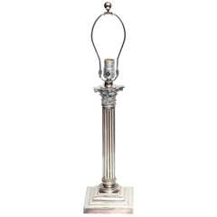 Silver Plate Corinthian Column Lamp