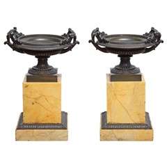 Pair of 19th Century Bronze and Marble Tazza