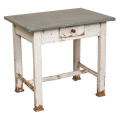 Antique Pine Zinc-Topped Table